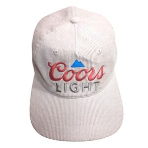 COORS LIGHT Hat Cap Corduroy Beer Logo Adjustable Gray Red Blue Snapback